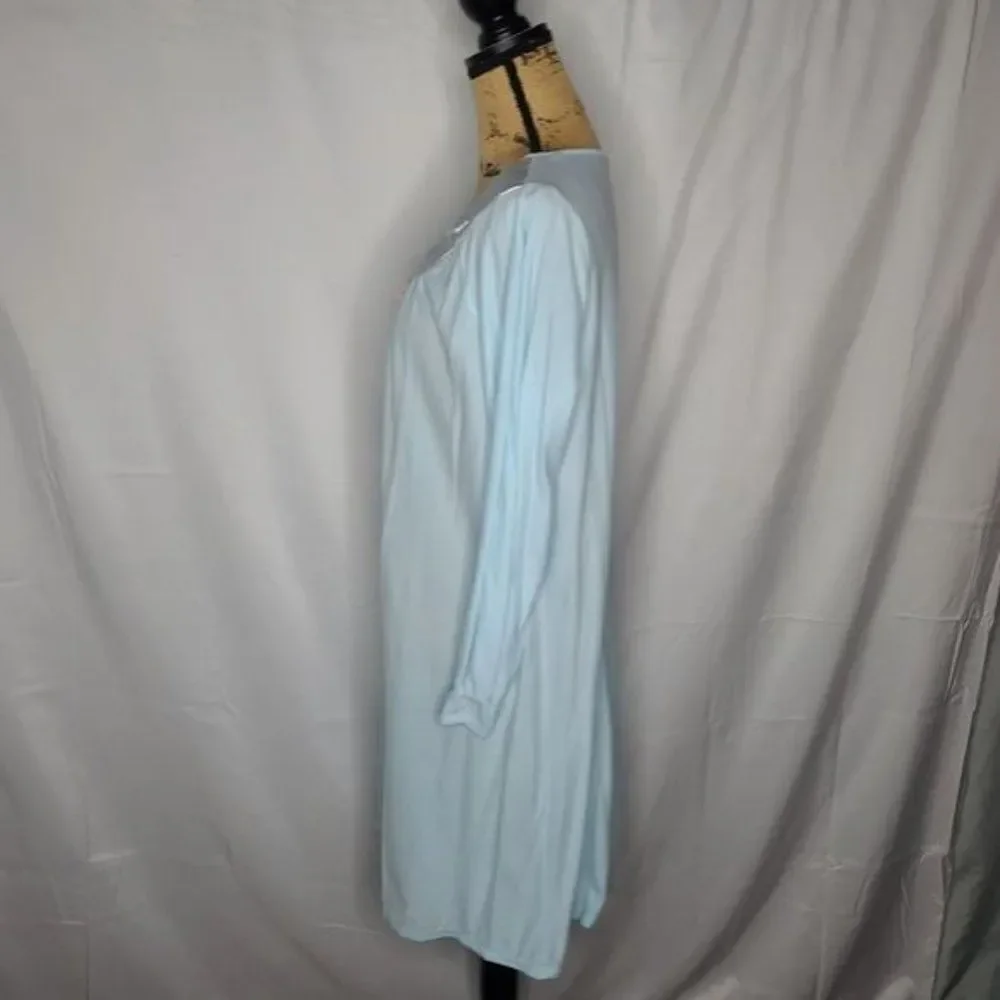 Vintage  Soft Cozy Blue Long Sleeve Night Gown House Dress Grannycore